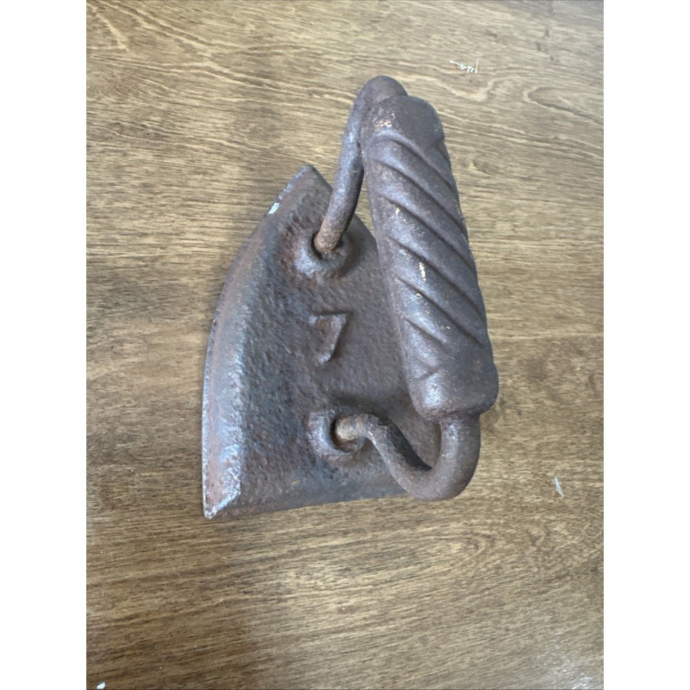 Vintage Cast Iron Sad Flat Iron Clothes Door Stop Rustic Vintage Farmhouse #7